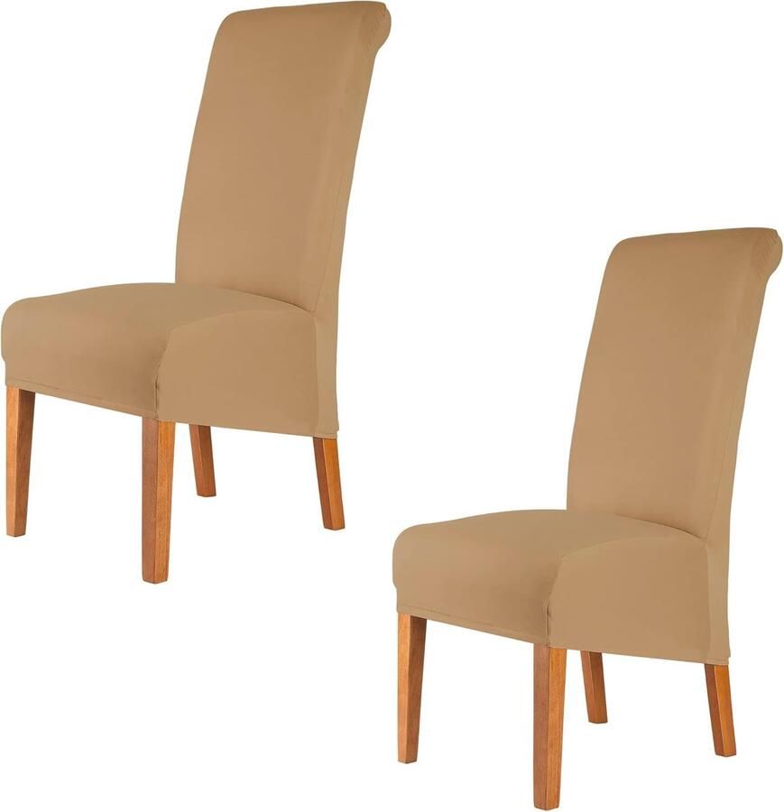 Stoelhoezen met hoge rugleuning in Stretch Spandex Set van 2 Wasbare en Verwijderbare Bescherming voor Eetkamerstoelen