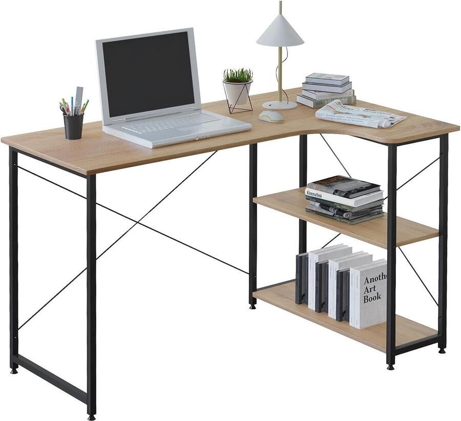 L-vormig hoekbureau Bureau Gamingbureau Voldoende werkruimte Geïntegreerde opbergruimte Robuuste constructie 120 cm x 71 5 cm x 74 cm