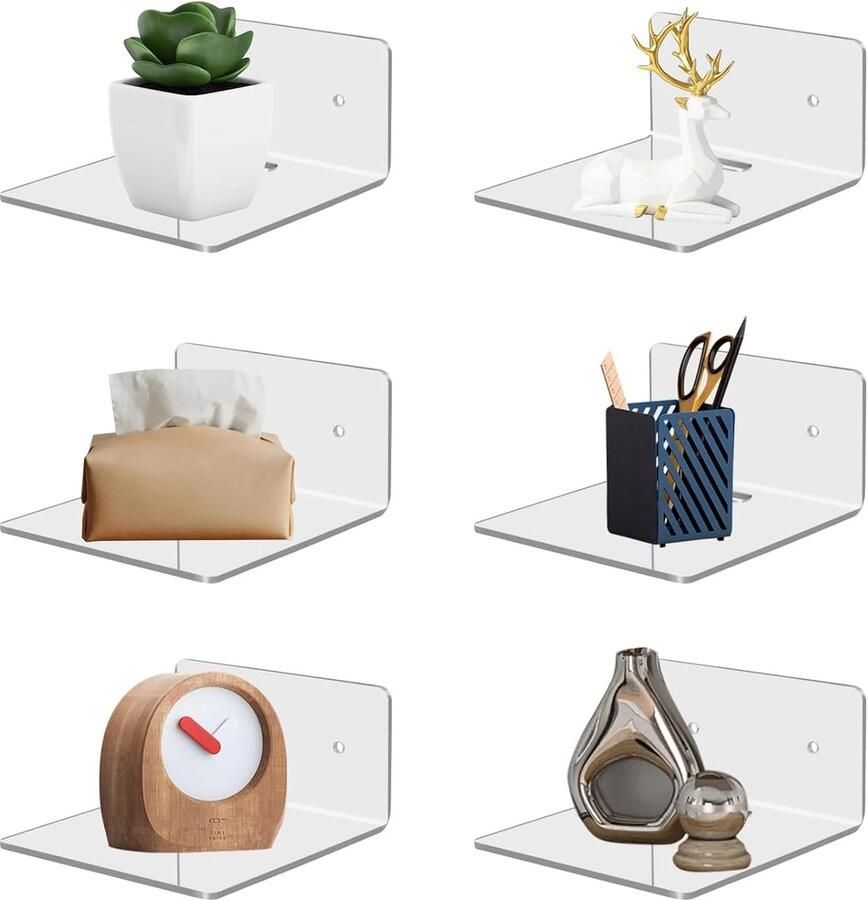 L-vormig wandrek ruimtebesparend set van 6 acryl