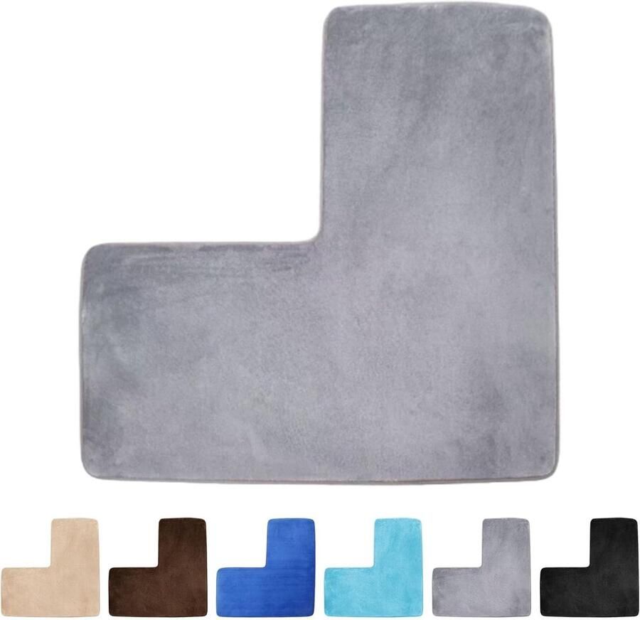 L-vormige badmat Badkamer nachtkastje bank woonkamer Absorberend zacht tapijt Antislip voetmat Tapijt doucheruimte Woondecoratie hoekbadmat Grijs