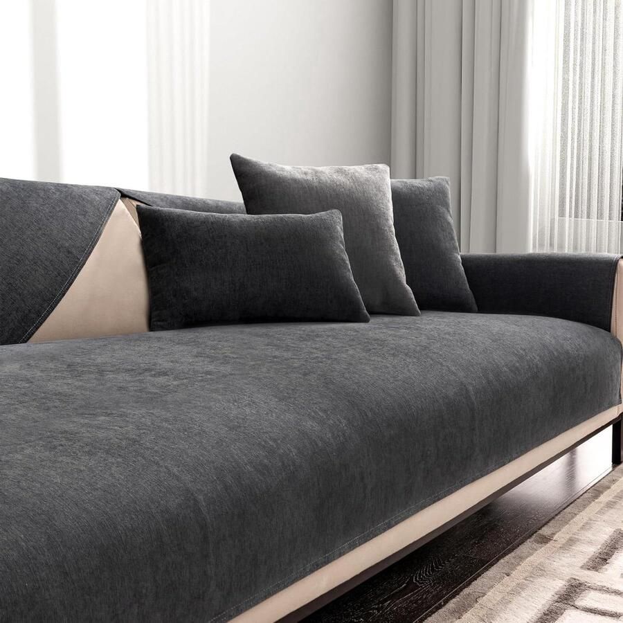 L-vormige Bankhoes Hoekbank Overtrek Geschikt voor Huisdieren 1 Stuk Chenille