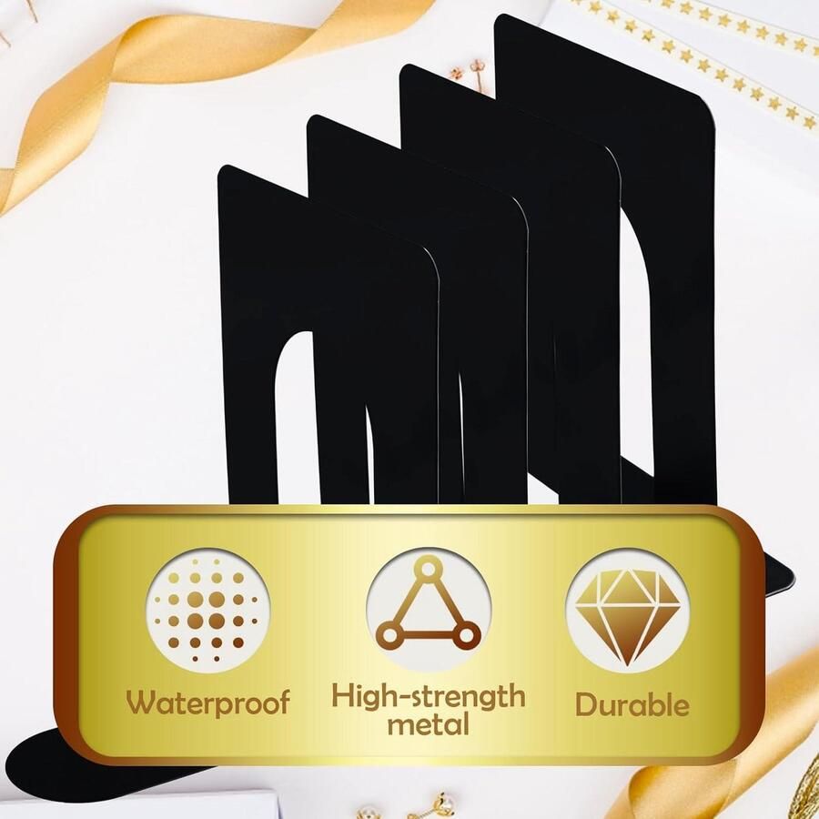 L-vormige Boekensteunen 15 x 13 x 165 cm Set van 4 Stuks voor Boekenkast Robuust Ijzer