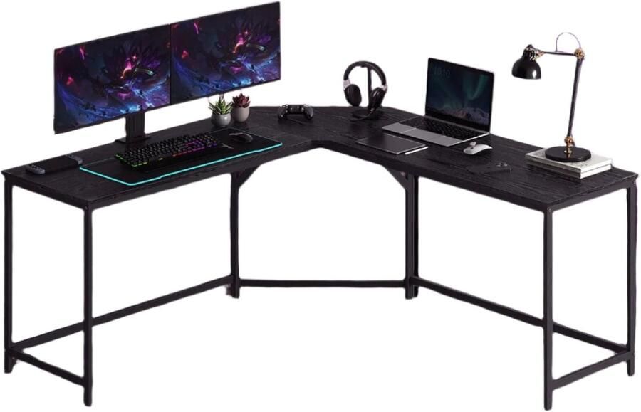 L -vormige bureau gamingtafel hoekbureau werkstation ruimtebesparend ontwerp 149 1 cm x 149 1 cm x 76 1 cm