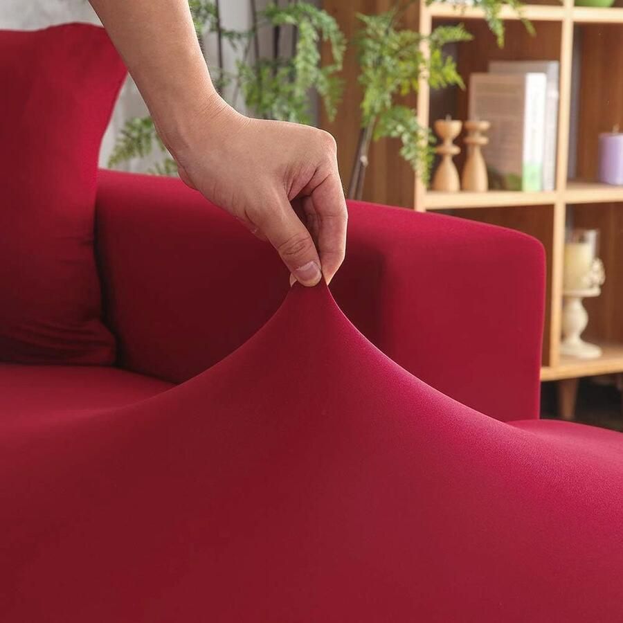L-vormige elastische bankhoes voor hoekbank Wasbare meubelhoes voor 3 + 2-zits sofa