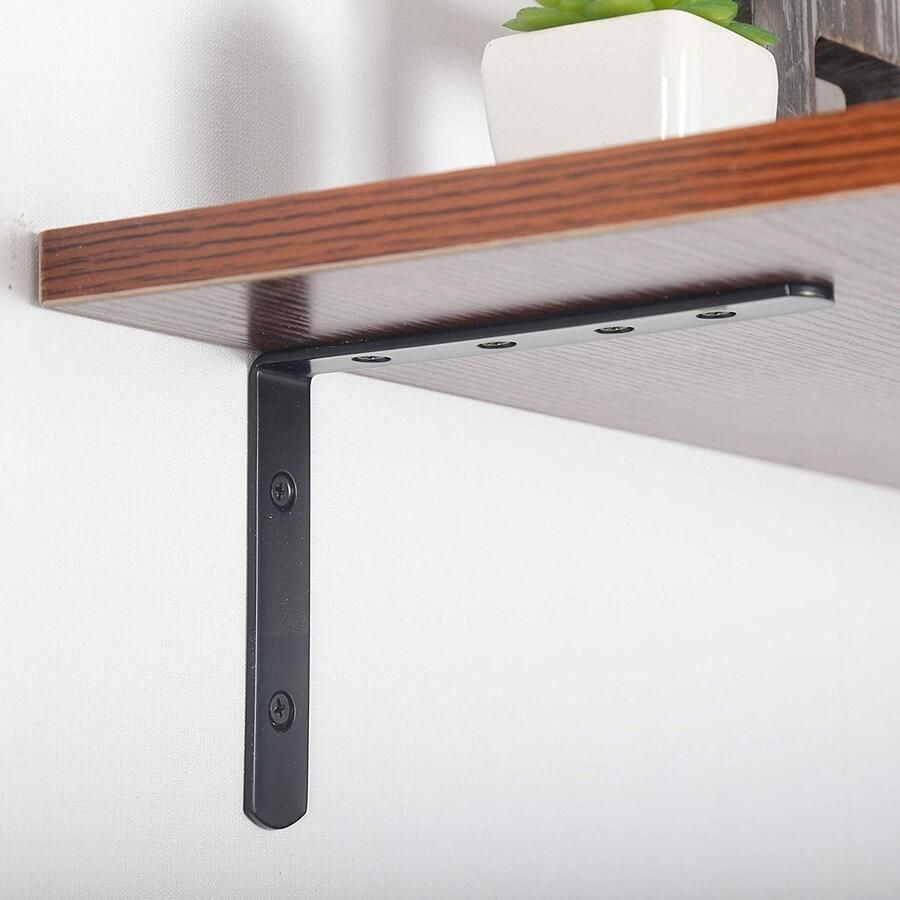 L-vormige wandrek 8 stuks zwart multifunctioneel