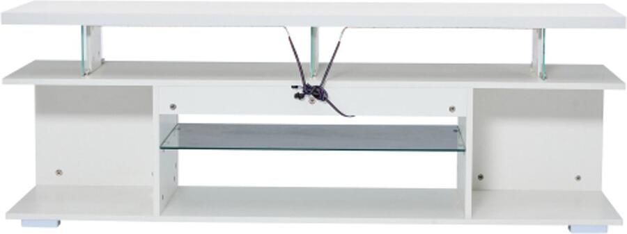 GOTAGEE Laag paneel hoogglans TV-standaard met LED-verlichting TV-paneel TV-vitrinekast voor 60-inch TV's tafels universele gaming mediastandaards opbergkasten en grote opbergruimtes wit