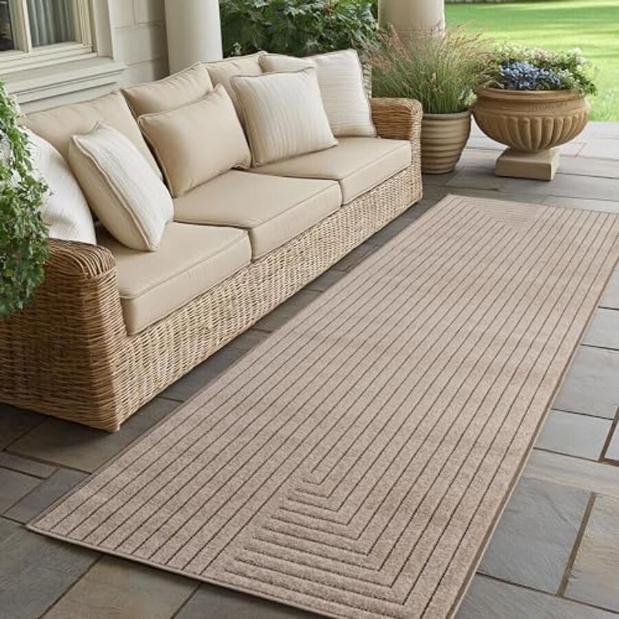 Laagpolig Beige Vloerkleed voor Woonkamer en Slaapkamer Zacht Wasbaar en Onderhoudsvriendelijk 80x150 cm