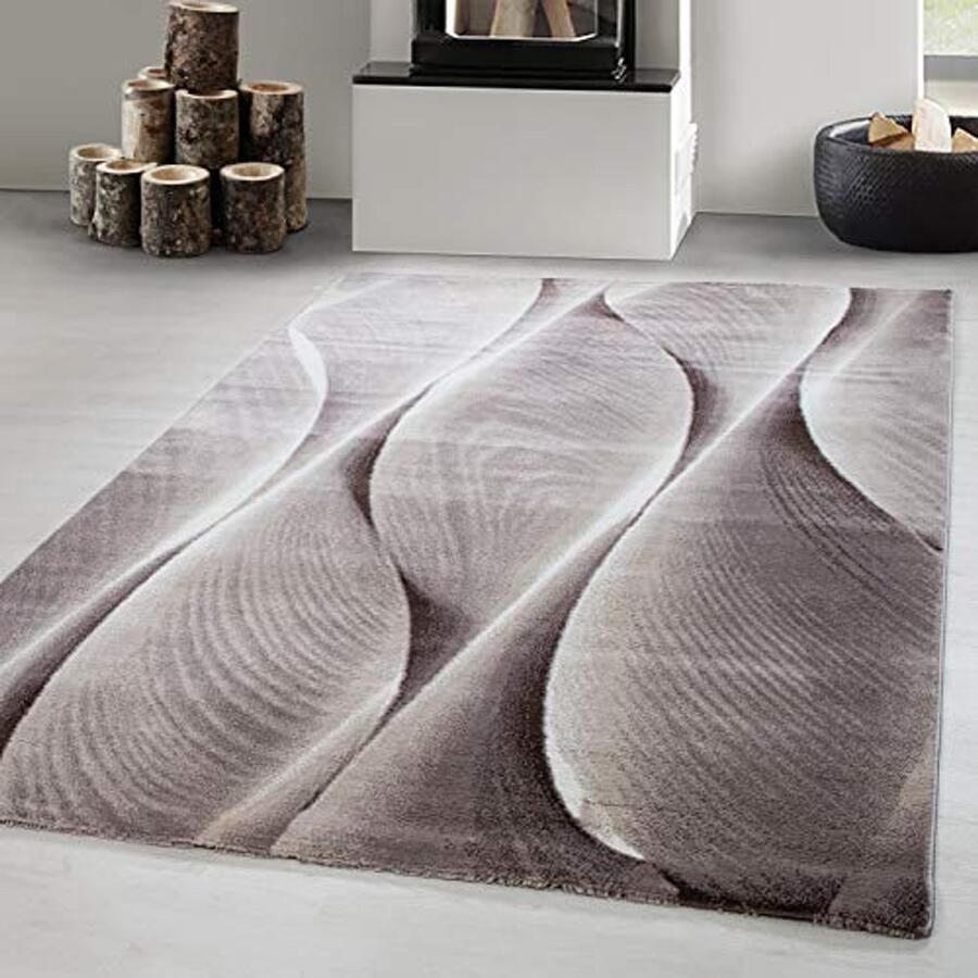Laagpolig Bruin Vloerkleed 160 x 230 cm Abstract Ontwerp voor Woonkamer en Eetkamer