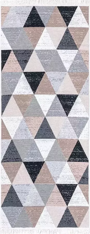 Laagpolig tapijt Boho kelimtapijt woonkamertapijt slaapkamer- en keukentapijt tapijtloper gangtapijt kinderkamertapijt grijs geruit afmeting: 80 x 200 cm