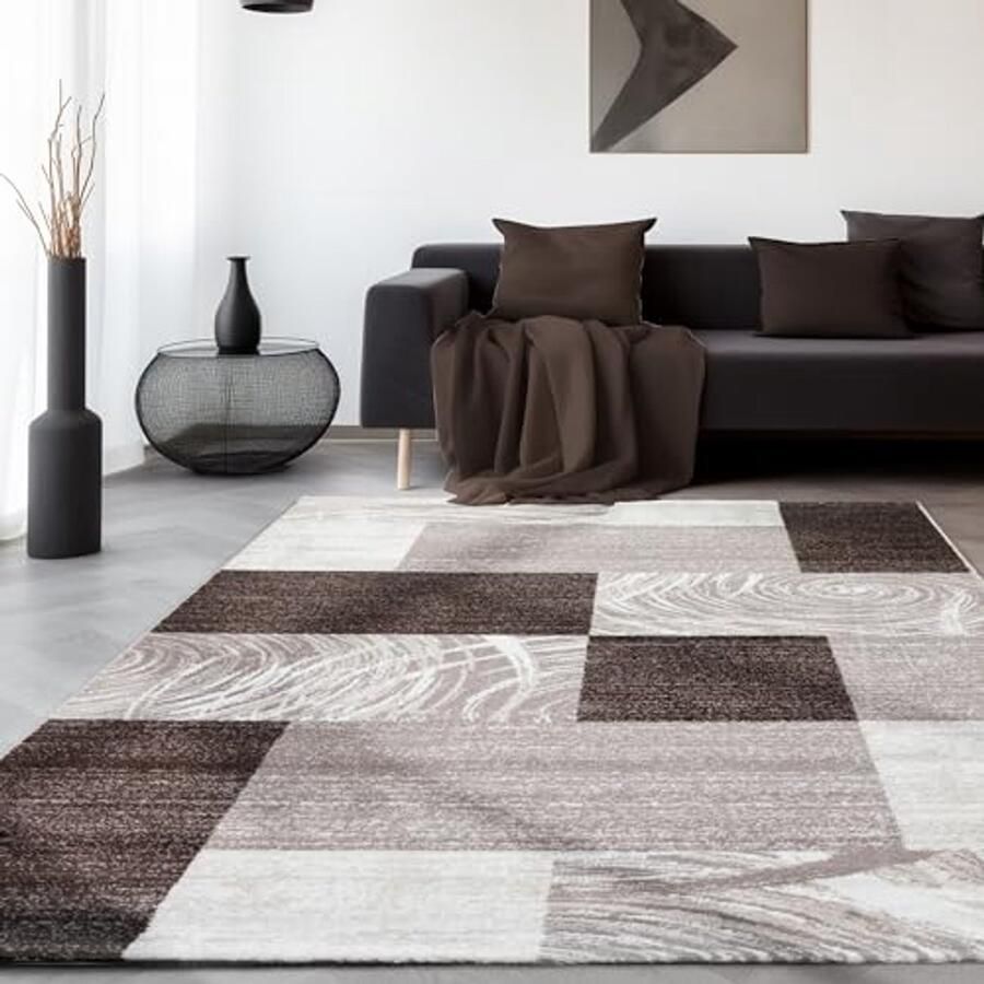 Laagpolig vloerkleed met abstract ontwerp Bruin 160 x 230 cm voor moderne interieurs