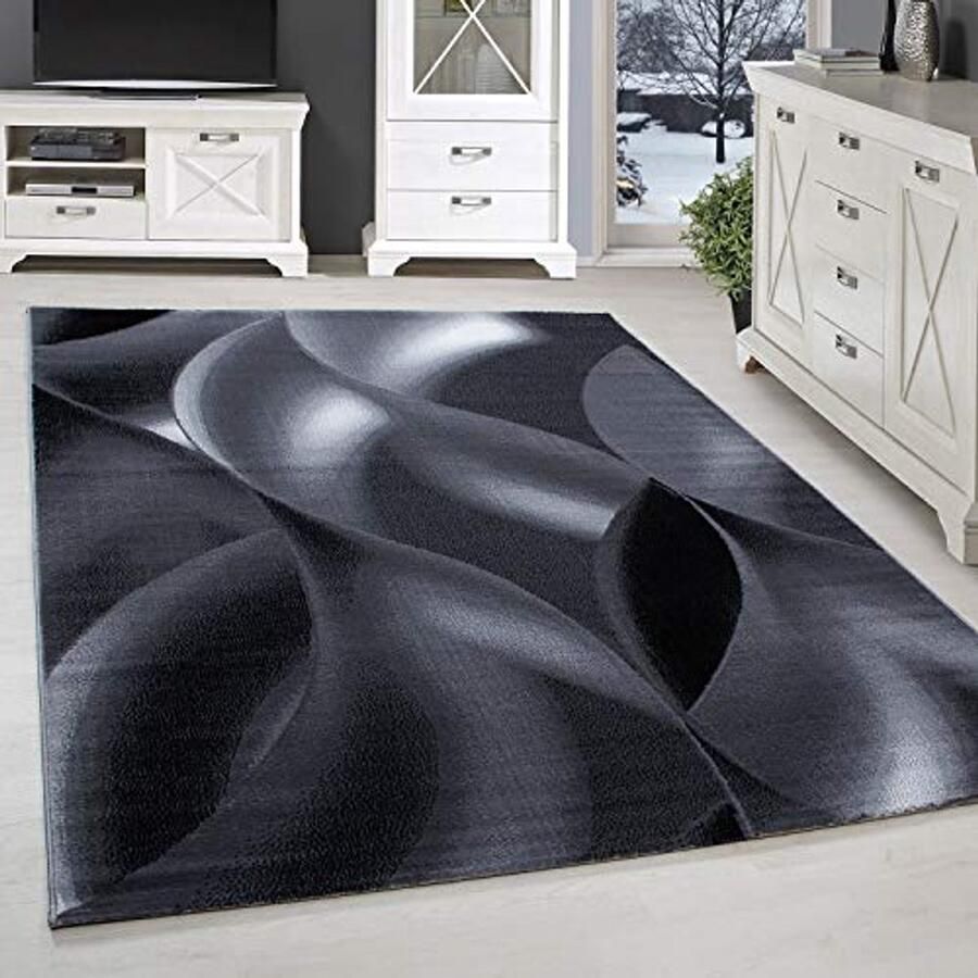 Laagpolig vloerkleed met abstracte golven – Modern tapijt voor woonkamer 160 x 230 cm