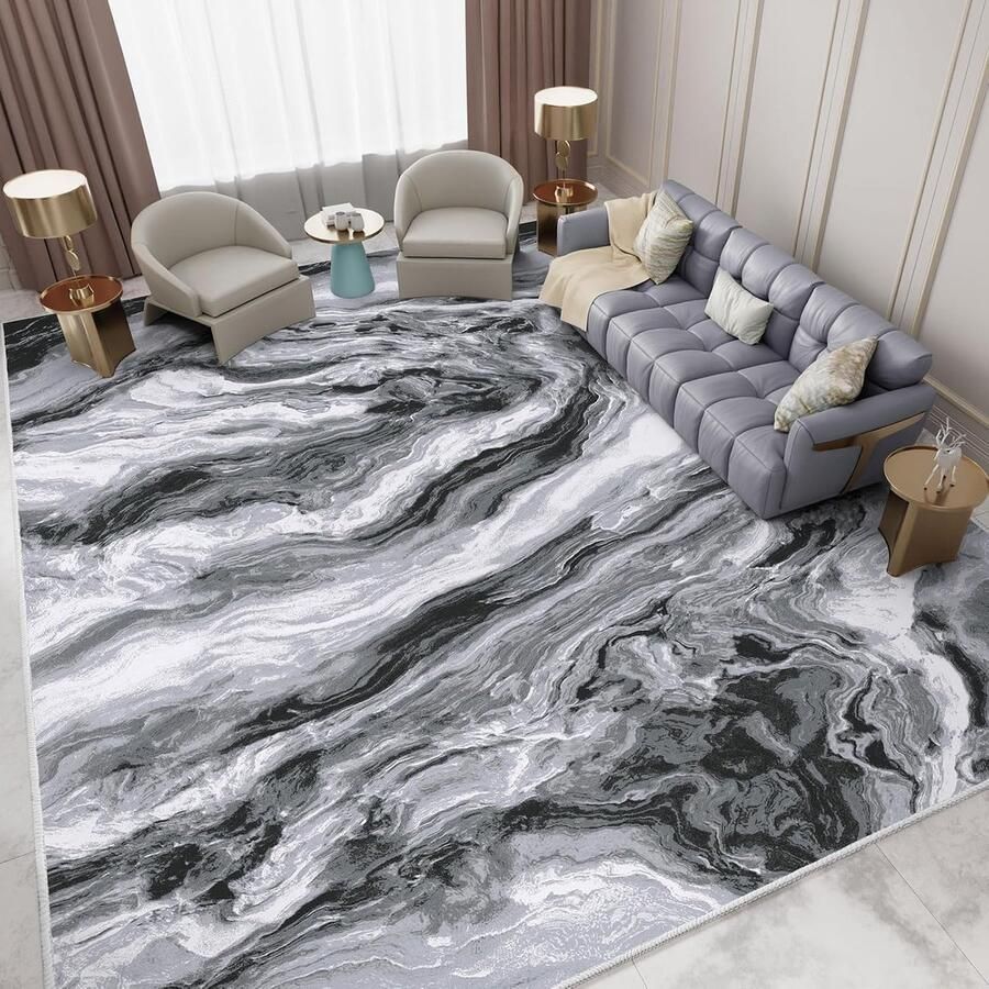 Vloerkleed laagpolig modern wasbaar 1 stuk grijs 120 x 170 cm