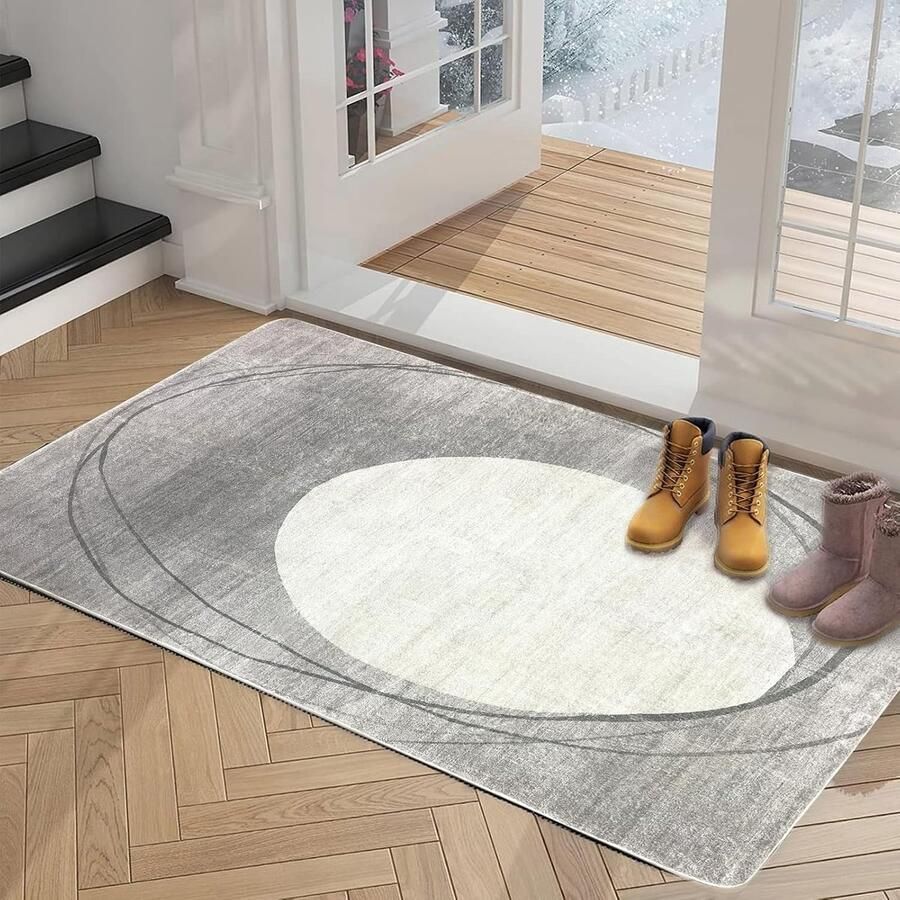 Laagpolig Vloerkleed Modern Geometrisch Design 1 Stuk Lichtgrijs Beige 80 x 120 cm