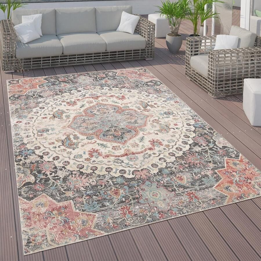 Laagpolig Vloerkleed voor Binnen en Buiten in Oosterse Stijl Verkrijgbaar in Kleuren en Maten 160x230 cm Grijs