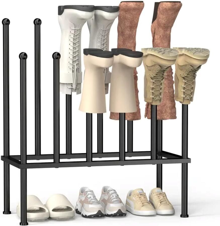 Laarzenrek Staande Laarzenrek schoenenrekken Laarzen rek Laarzenstandaard metaal geschikt voor 6 paar Zwart