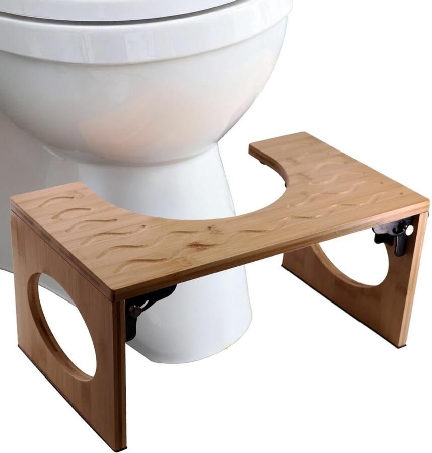 Lacers PurpleLine Bamboe Toiletkruk Opvouwbaar Ergonomisch Toiletkrukje 400x250x205mm Ruimtebesparend Duurzaam Milieuvriendelijk Houten Kruk voor een Gezonde Darmfunctie Badkameraccessoires