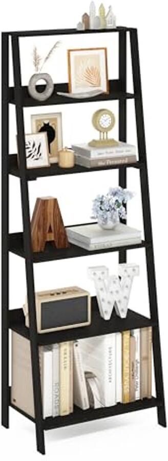 Ladder Boekenkast 6-laags Espresso Moderne Display Plank voor Compacte Ruimtes