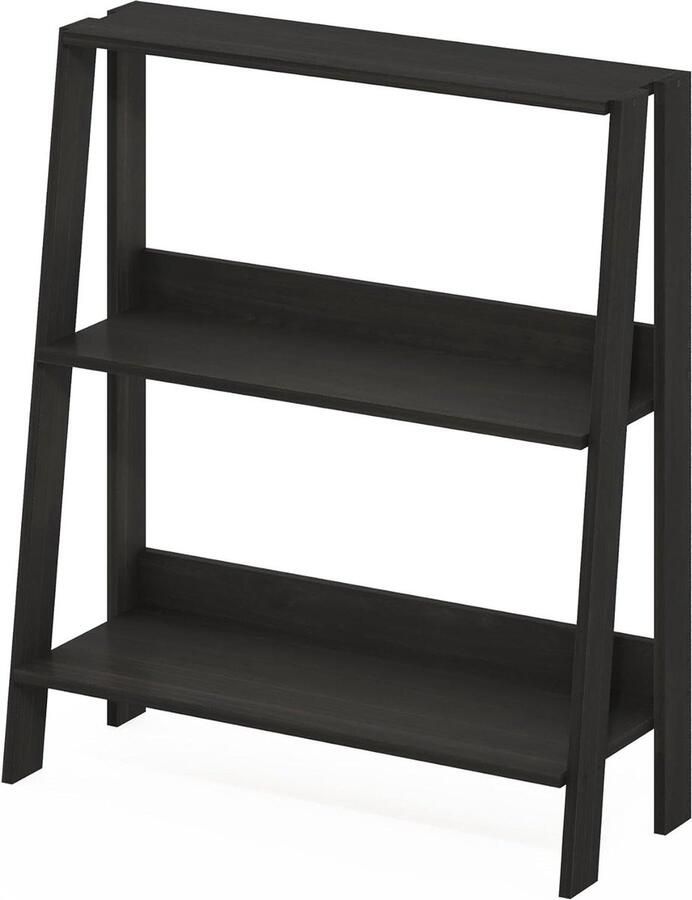 Ladder Bookcase Display Shelf 3-Tier Espresso Modern Style Eco-Friendly Wood