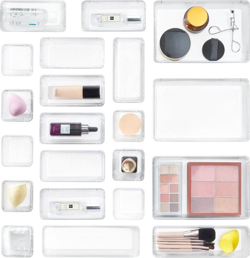 Lade Bureau Badkamer Organizer Dressoir Verdelers Dienbladen Opbergbakken Scheidingsdoos voor Make-up Kantoor Sieraden Gadgets Slaapkamer 21 PCS multifunctionele opbergbakken