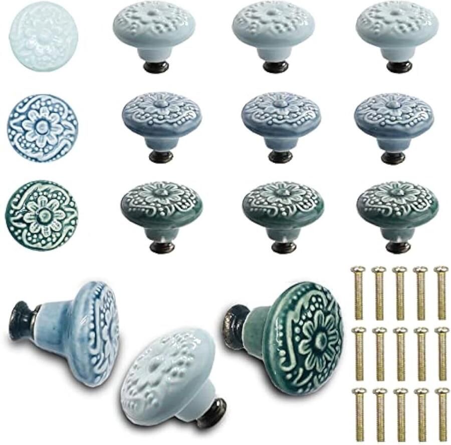 Lade Handgrepen Keramiek 15pcs Kast Knoppen Vintage Keramische Deurknoppen Kast Knop Kleurrijke Keuken Handgrepen En Knoppen Meubelknoppen Voor Kast Kledingkast Kast Lade Handgrepen