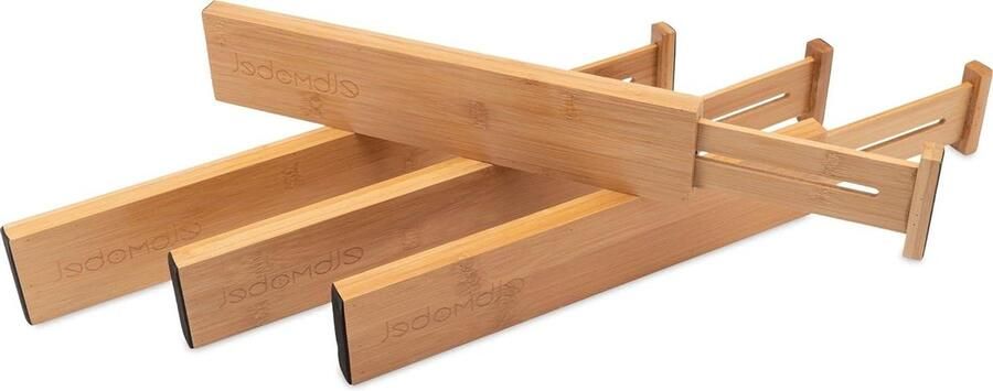 Lade-inzetstuk bamboe groot verstelbaar keukenkast organizer 4 x ladeverdeler 44-56 cm