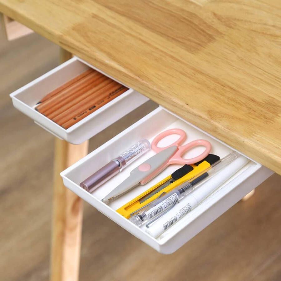 Lade onder bureau 2 stuks verborgen bureaulade-organizer zelfklevende organizer voor pennenbox servies kantoor thuis school ladebox