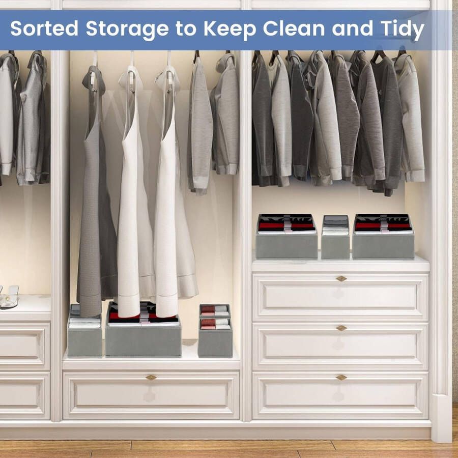 Lade-organisatiesysteem 6 stuks Closet Organizer Opvouwbaar voor kledingkast lade-organizer kleding ondergoed enz. (kaki)