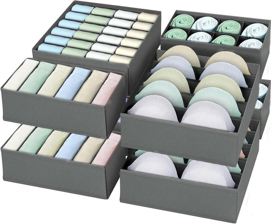 Lade-organisatiesysteem 8-delige opbergdoos voor ondergoed Opvouwbaar en grijs