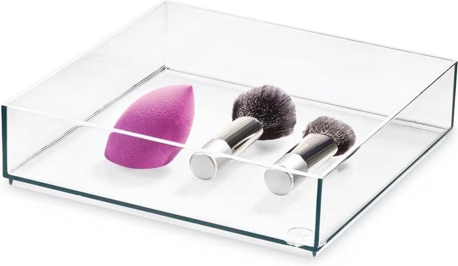 Lade-organisatiesysteem kaptafel-organizer voor laden uit de Signature-serie van Sarah Tanno combineerbaar make-up-organizer-element van kunststof transparant