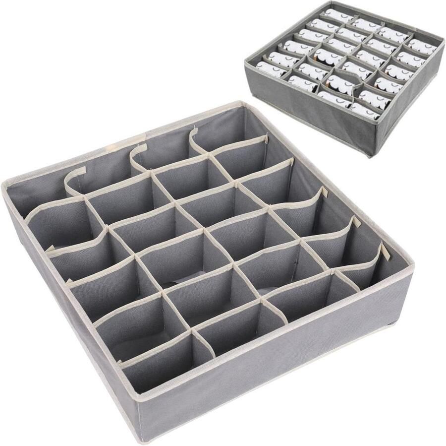 Lade Organisatoren 2-pack Opvouwbare Lade Verdelers met 24 Cellen (Grijs)