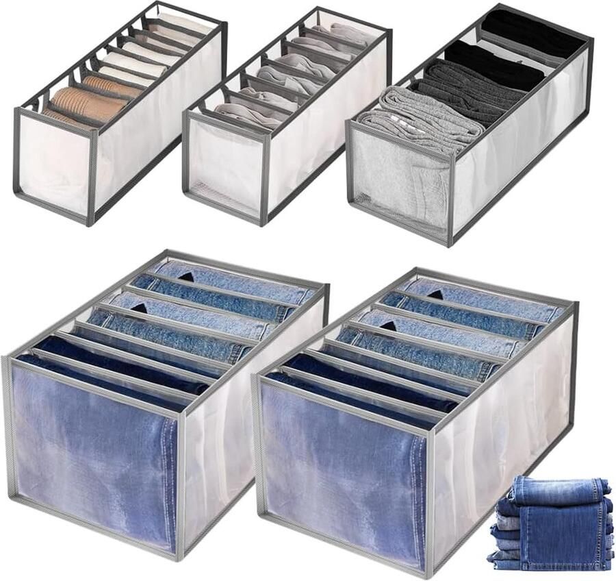 Lade-organizer 5 stuks opvouwbare kledingorganizer kledingopslag van mesh voor jeans ondergoed en sokken rokken