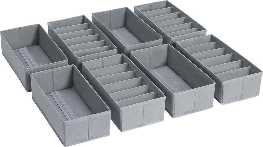 Lade-organizer Opvouwbare opbergdoos kledingkast Grijs 8 stuks Kledingkast