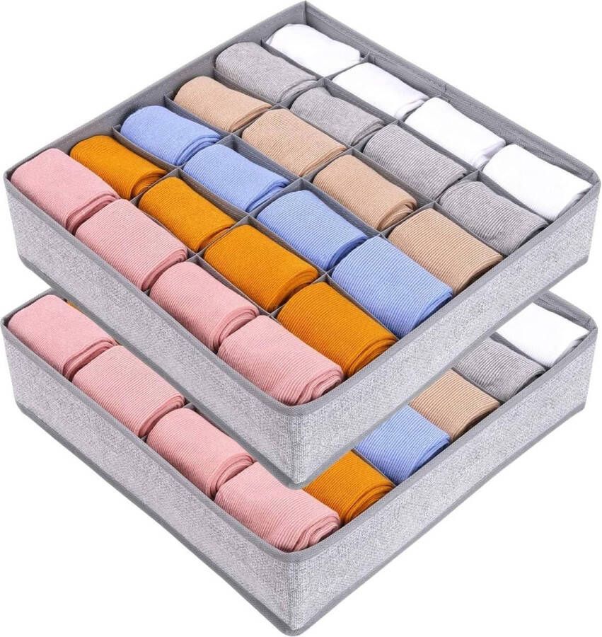 Lade-organizer scheidingswanden set van 2 kledingkast-organizer 24 compartimenten opvouwbare kast-organizer opbergdozen voor ondergoed sokken bh's tissues (beige)