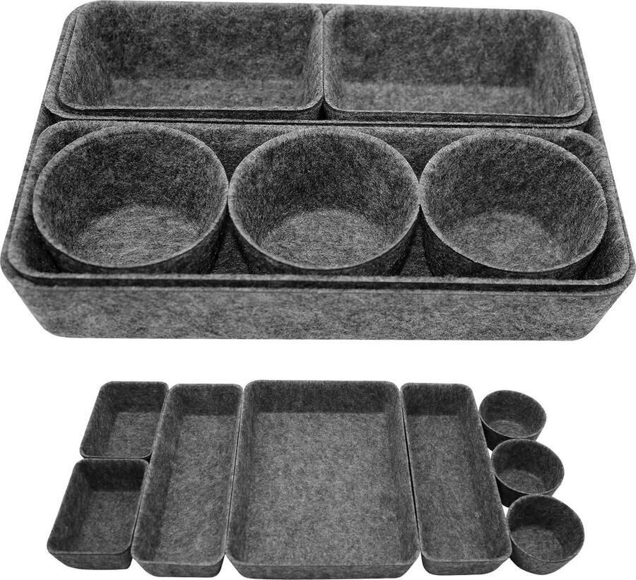 Lade Organizer Set Organiseer Opbergen 8 Stuks Donkergrijs Vilt