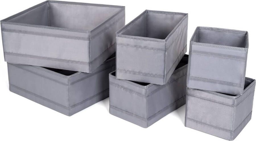 Lade-organizer systeem 6-delig lade-organizer opvouwbare opbergdozen voor kast ondergoed stropdassen sokken organizer dozen grijs