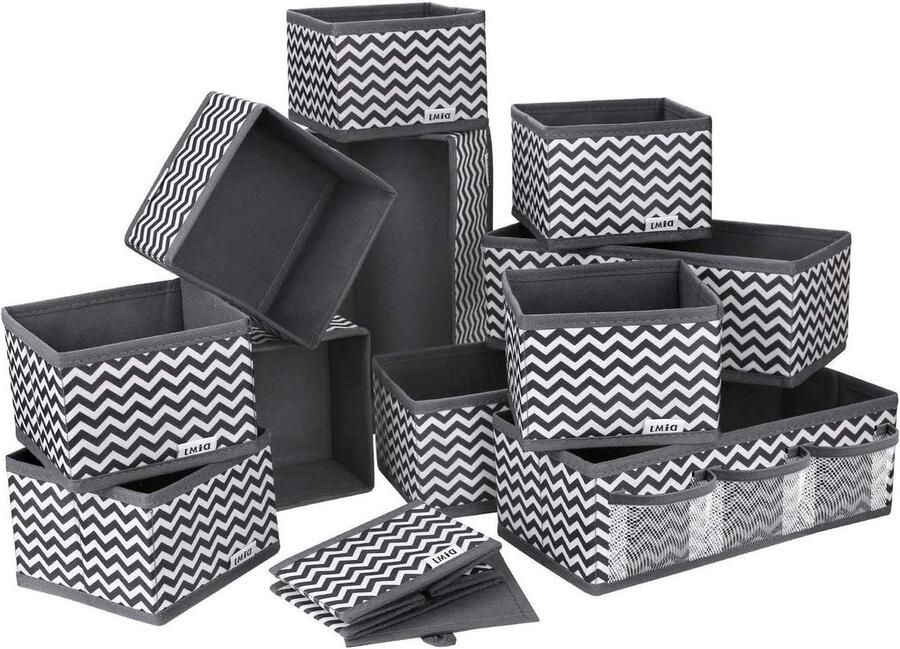 Lade-organizer voor Dressoirs Opbergoplossing 12 stuks Grijs Stof