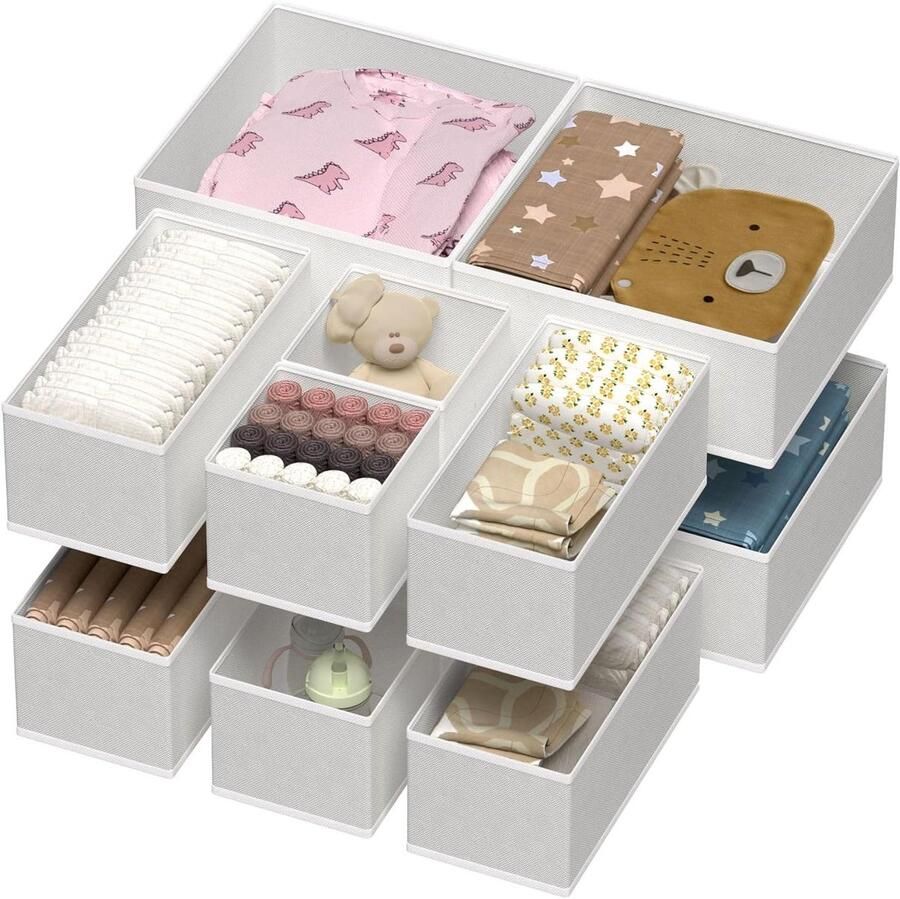 Allecto Premium Set van 12 Opbergdozen voor Babykleding Opvouwbare Lade-organizer voor Kledingkast Babykleding Opbergbakjes Kledingkast Verdelers voor Beha's Sokken en Sjaals