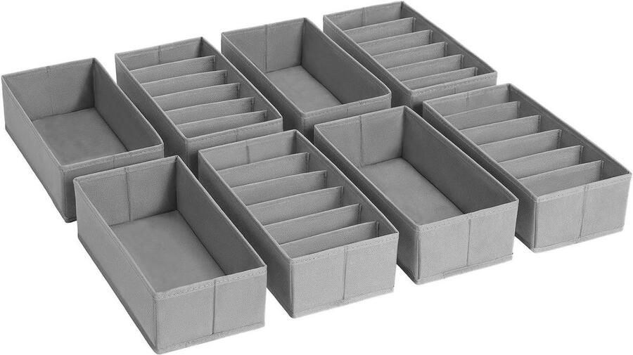 Lade-organizer opbergdozen Opvouwbare opbergdoos voor kledingkast 8 stuks (grijs) Babykleding ondergoed sokken stropdassen opbergsysteem