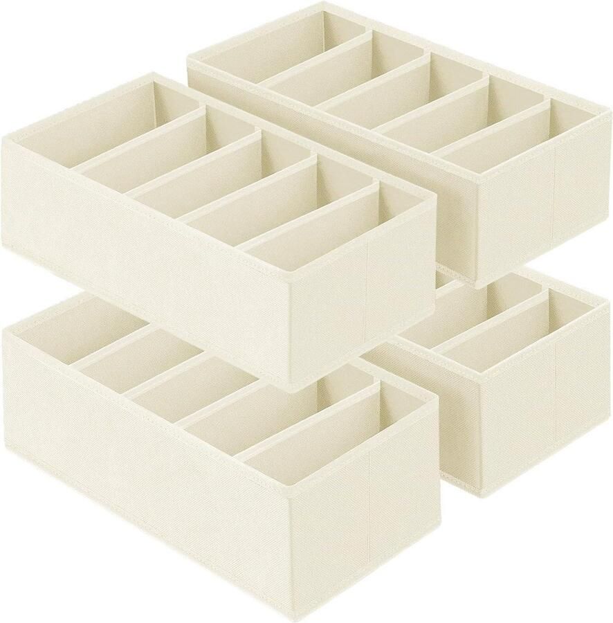Lade-organizer voor ondergoed 4 stuks kastorganizer stof opbergbox voor sokken stropdassen riem beige Kledingkast