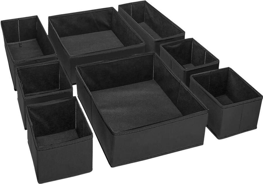 Lade-organizers Opbergdoos voor Ondergoed Kleding Opvouwbare Lade-kast Divider Cubes Containers voor Ondergoed bh's Sokken Sjaals en Stropdassen -Zwart