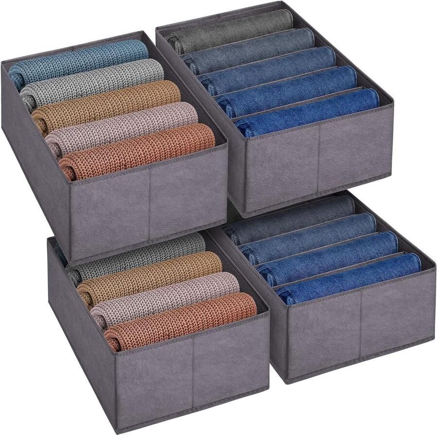 Lade-organizers opvouwbare kledingkastopbergorganizer set van 4 stoffen lade met verdelers voor kleding en accessoires