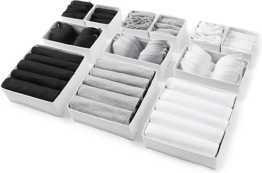 Ladeverdelers Set van 12 Wit Thuis Kleding Opslag Ondergoed Garderobe Opslag Slaapkamer Divider