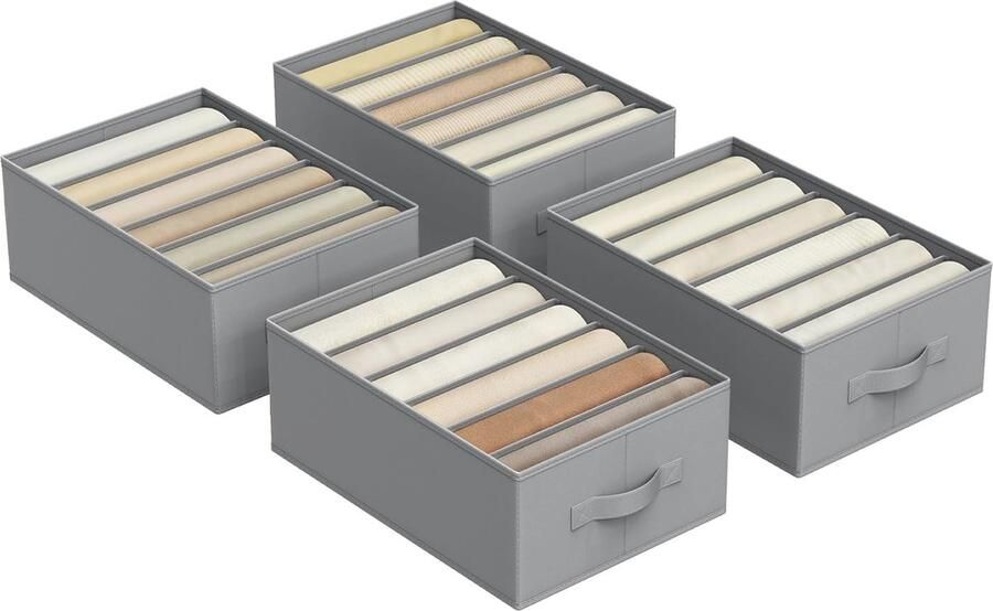 Lade-organizers Set van 4 Opvouwbare Kledingorganizers met 6 Vakken voor Broeken en Kleding 42 x 30 x 17 cm Duifgrijs