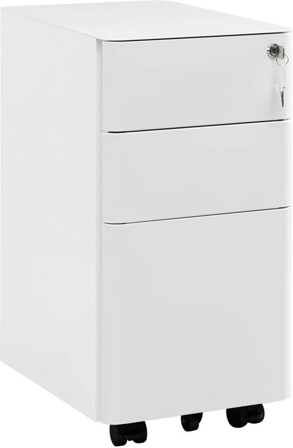 Ladeblok Kantoorkast Bureaukast Archiefkast Documentenkast Met Slot Wit 3 Lades Op Wielen