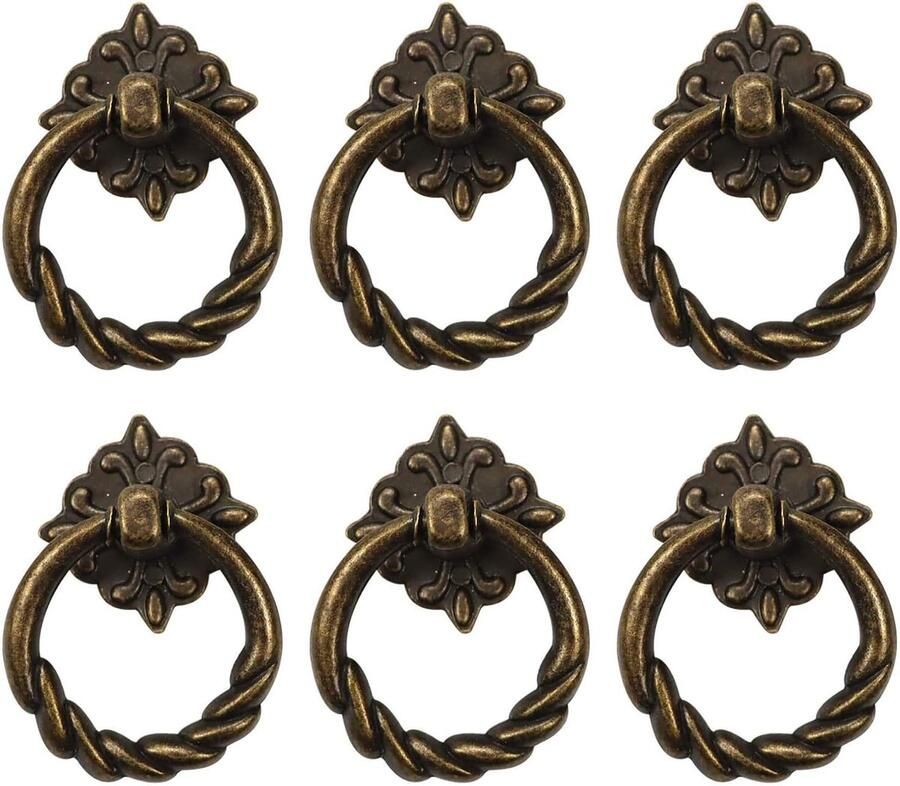 Ladegrepen 6 stuks Handgrepen- één gaten Keukengreep Vintage meubelgreep Meubelknoppen Bronzen meubelgrepen Meubelgreep Deurgreep voor meubels kast deur kledingkast Antieke ladegrepen 2.9*4cm Vintage Bronzen