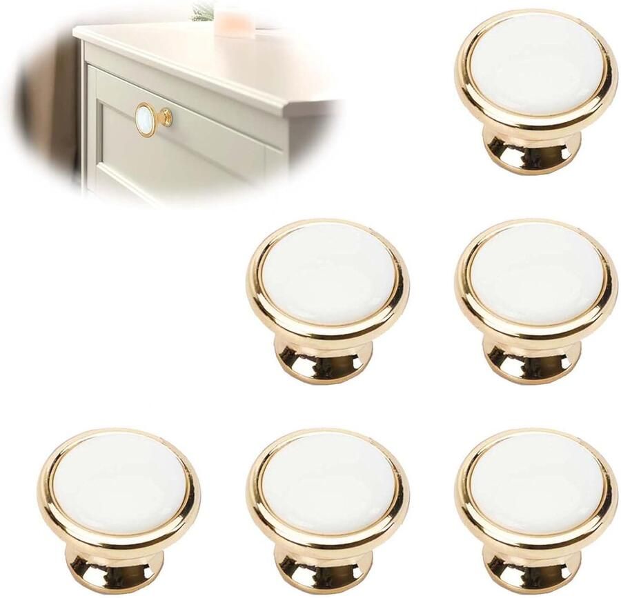 Ladegrepen paddenstoelvorm set van 6 goud wit zinklegering 30 mm