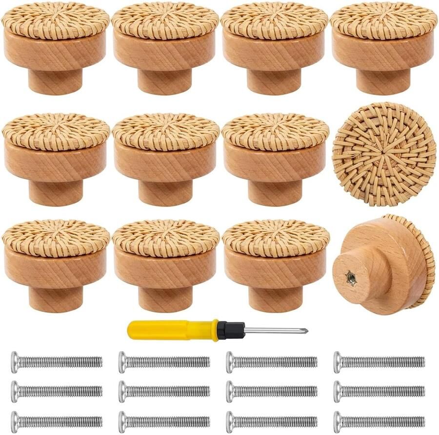 Ladegrepen van Rotan Bohemien Stijl Set van 12 Natuurlijk Hout