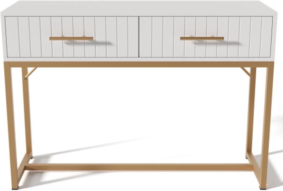Ladekast 100x45x75cm Dressoir Wit Hout Met 2 Lades Opbergruimte Modern Design Praktisch Geschikt Voor Slaapkamer Kaptafel