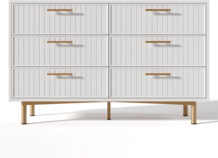 Ladekast 120x40x75cm Dressoir Wit Hout Met 6 Lades Veel Opbergruimte Modern Scandinavisch Design Praktisch Stijlvol Geschikt Voor Slaapkamer Woonkamer