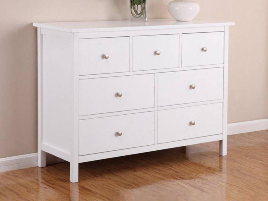 Vente-unique Ladekast ALBANE 7 laden wit grenen L 109.8 cm x H 79.8 cm x D 41.5 cm